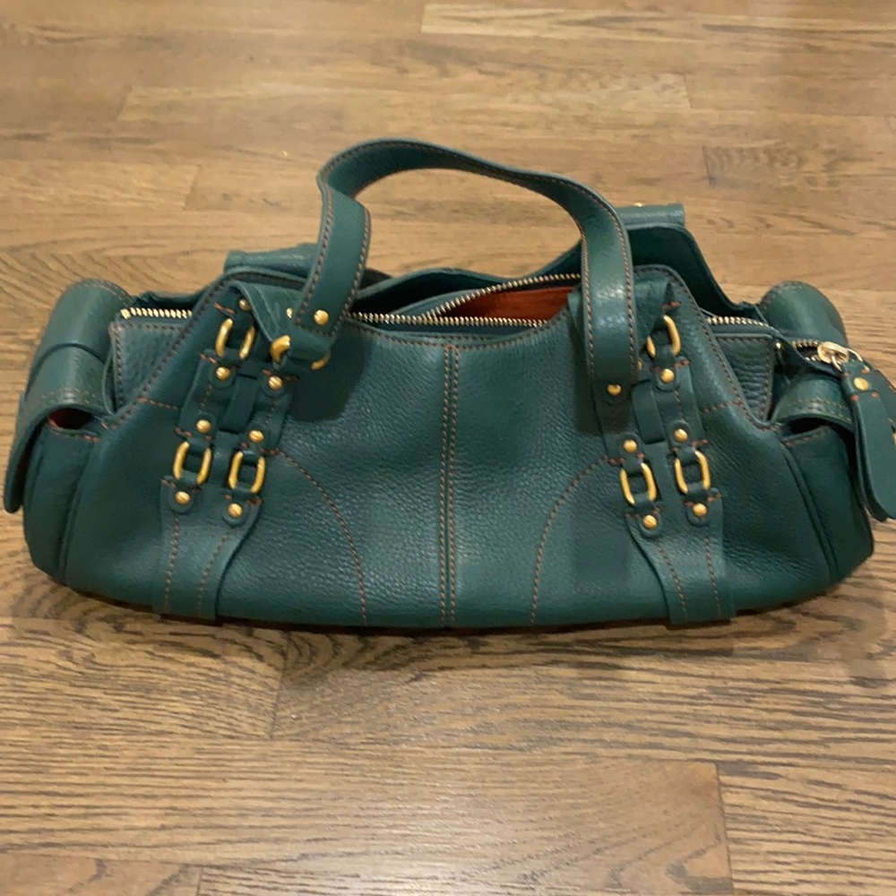 Cole Haan Green leather bag with gold hardware